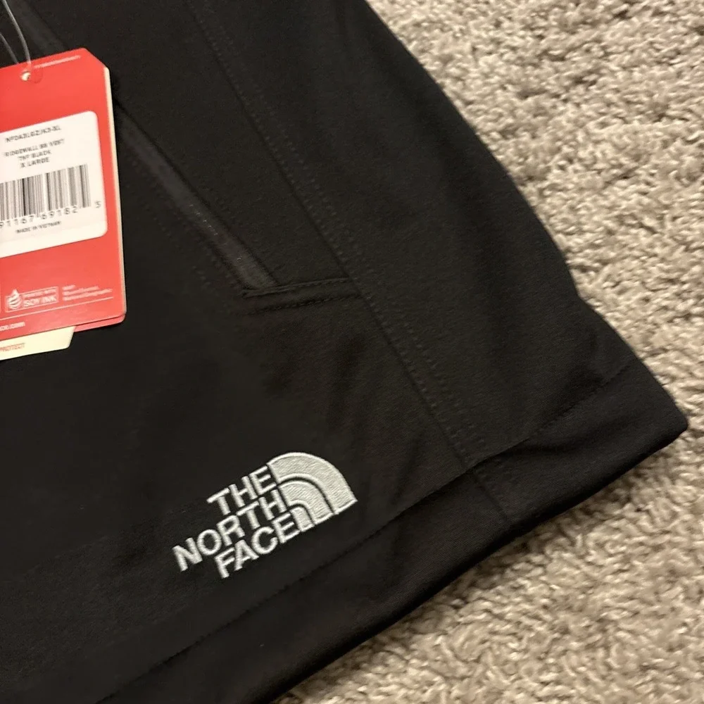 The North Face Ridgewall Vest Mens XL Black Full Zip Logo Windwall NEW WITH TAGS